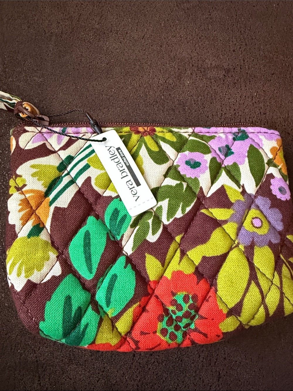 Vera Bradley Quilted Floral Zip Pouch - Brown Multi Floral